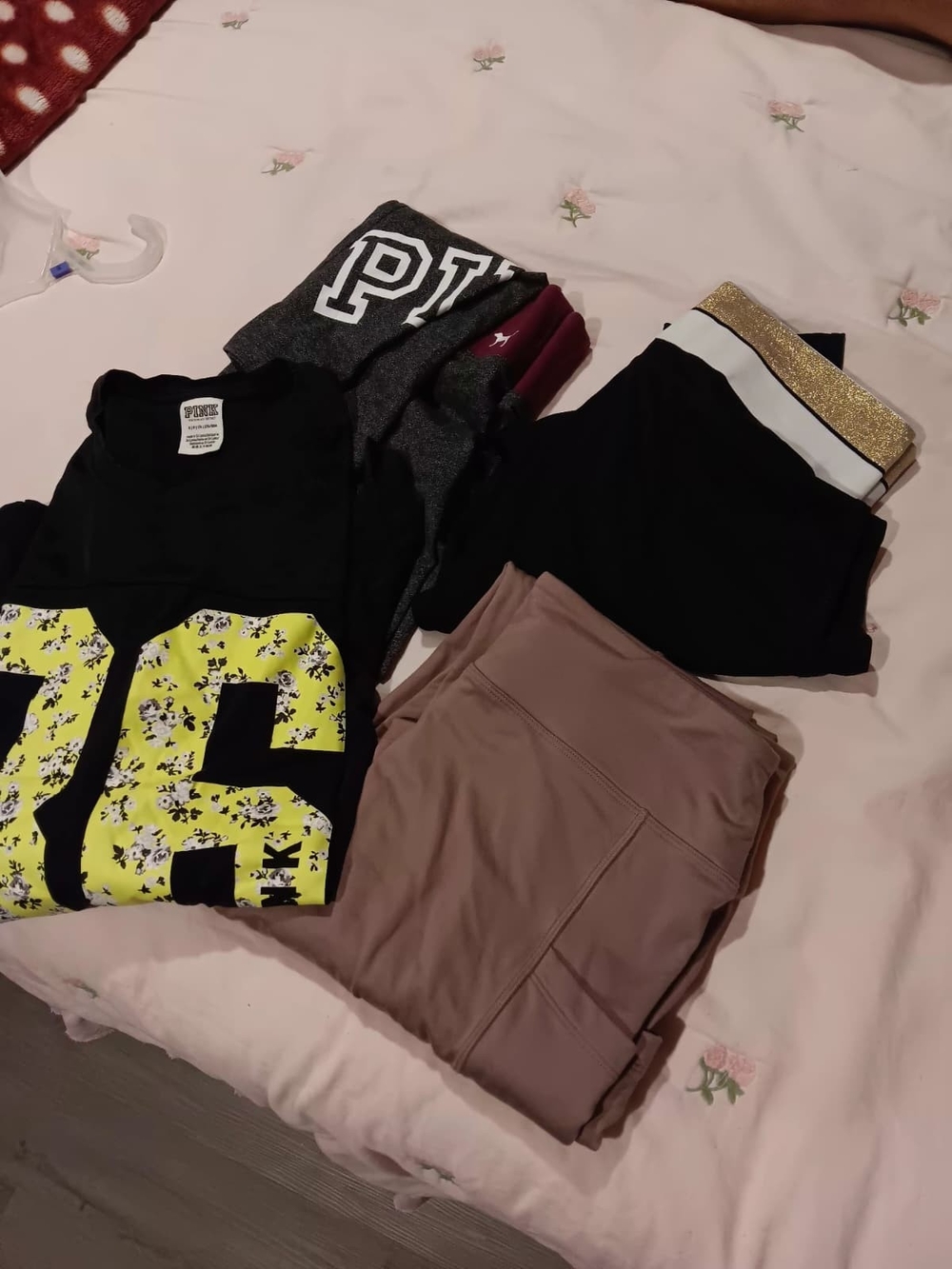 PINK Victoria's Secret Black Graphic Jersey Y2k Tee With 3 Leggings
